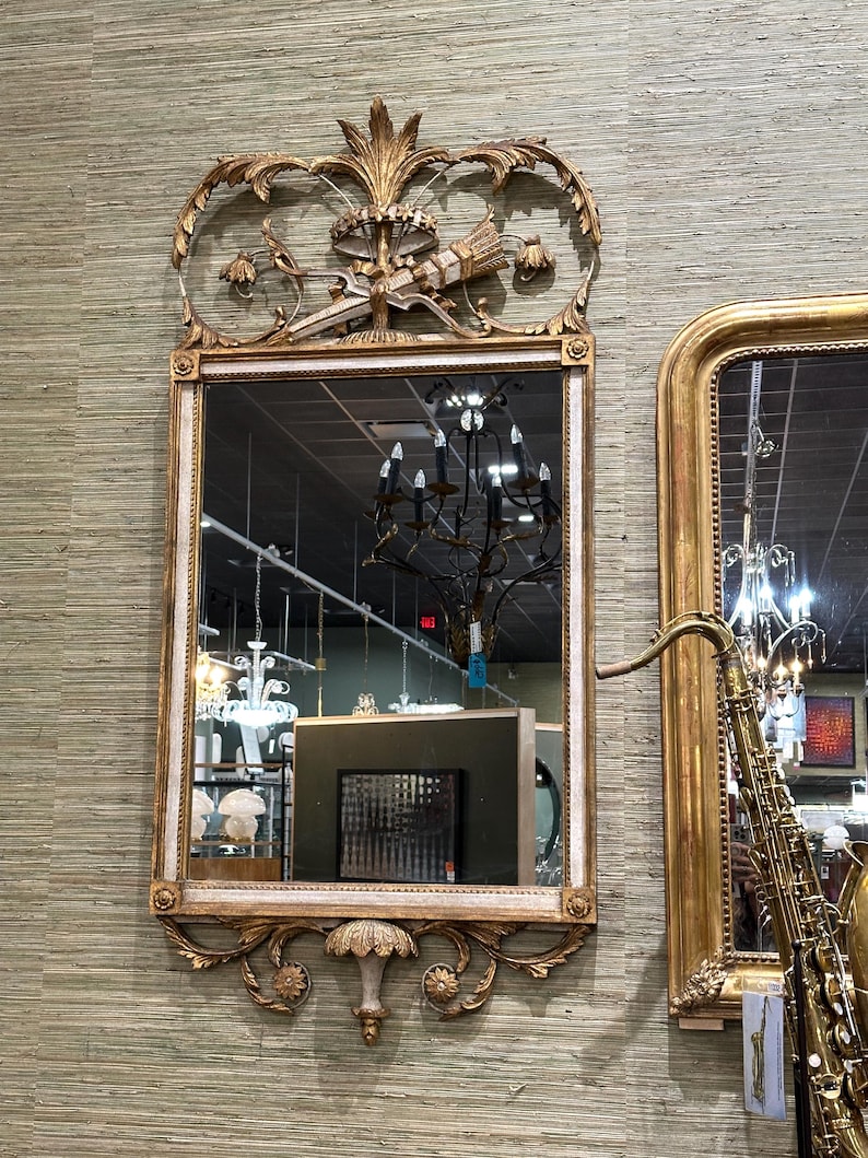 Vintage Gilt Wood Framed Mirror with Fancy Crest [11062] image 12