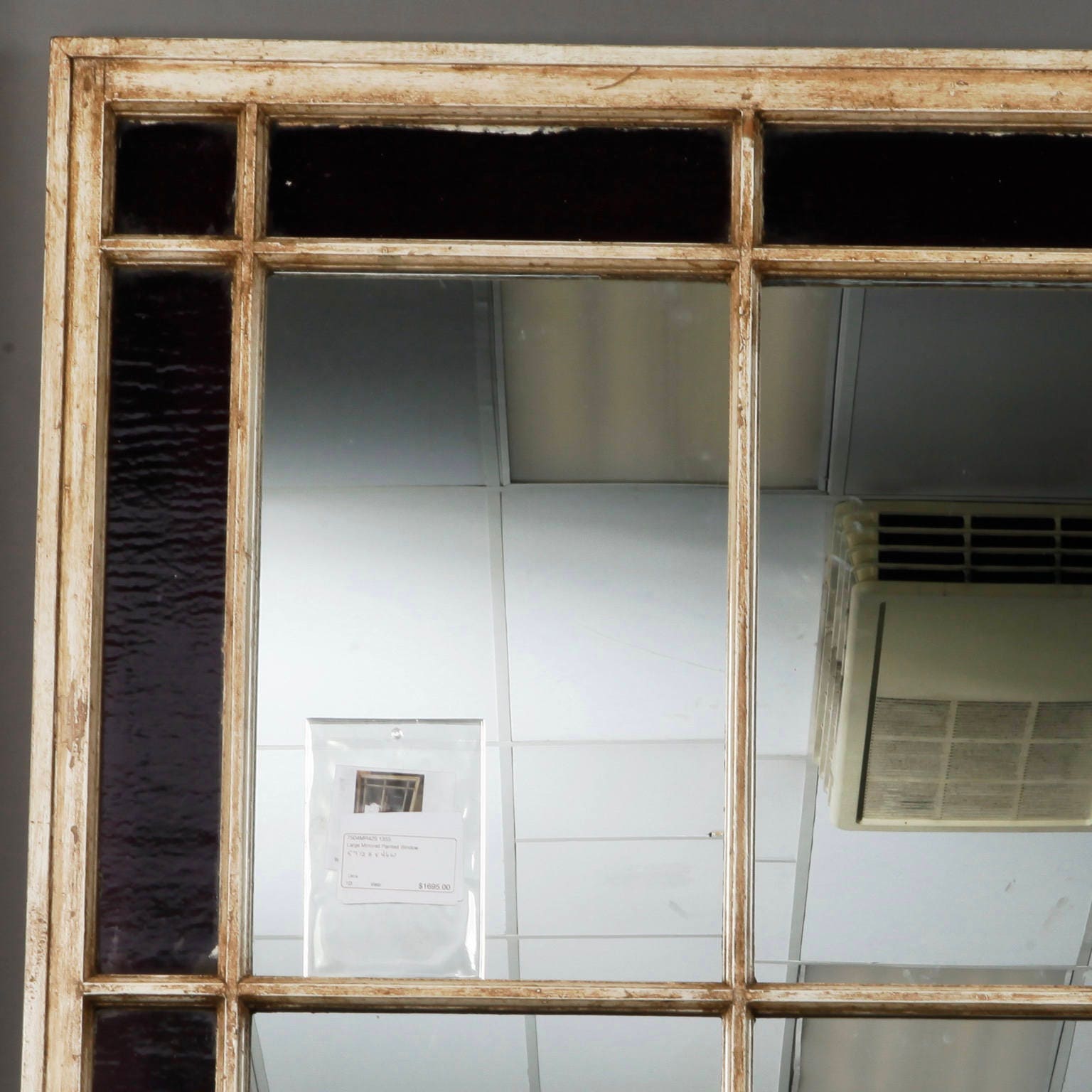 Antique Window Frame Mirror With Original Amethyst Stained Etsy