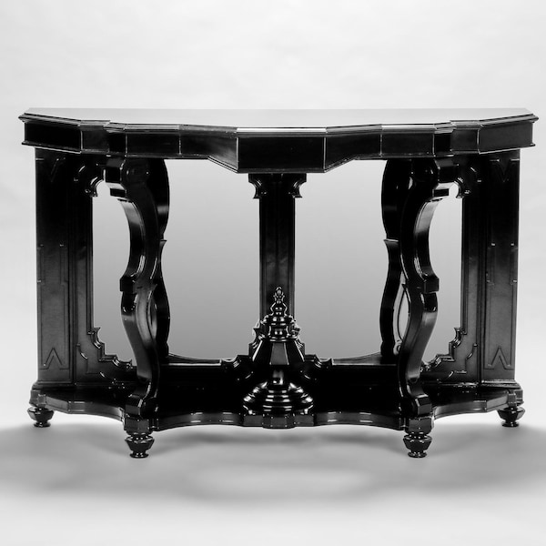 Italian Ebonised Mahogany Console with Mirrored Back [7020]