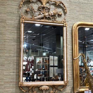 Vintage Gilt Wood Framed Mirror with Fancy Crest [11062] image 11