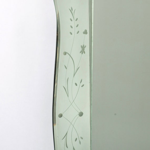 Extra Large Italian Venetian Mirror With Etched Scalloped Frame 6470