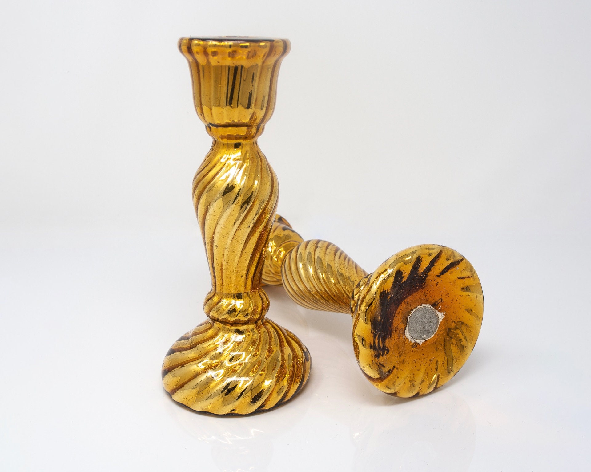 Hermosa Turquesa Oro Vintage soportes de vela-Decoración del hogar Velas Regalo