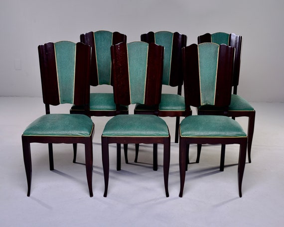 Set Six French Art Deco Mahogany Dining Chairs 10101 - Etsy Denmark