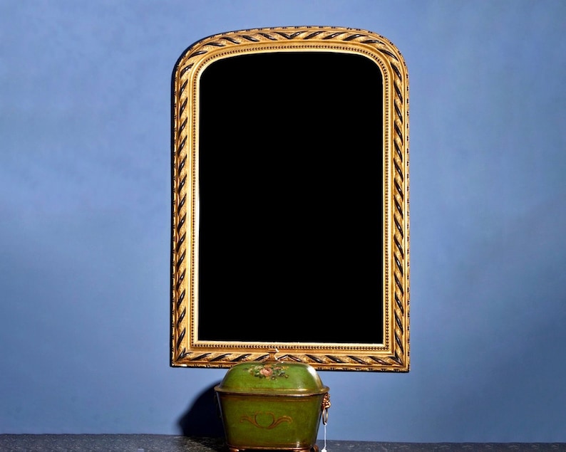 Large 19th Century Louis Philippe Gilt and Ebonized Wall Mirror 1694 image 1