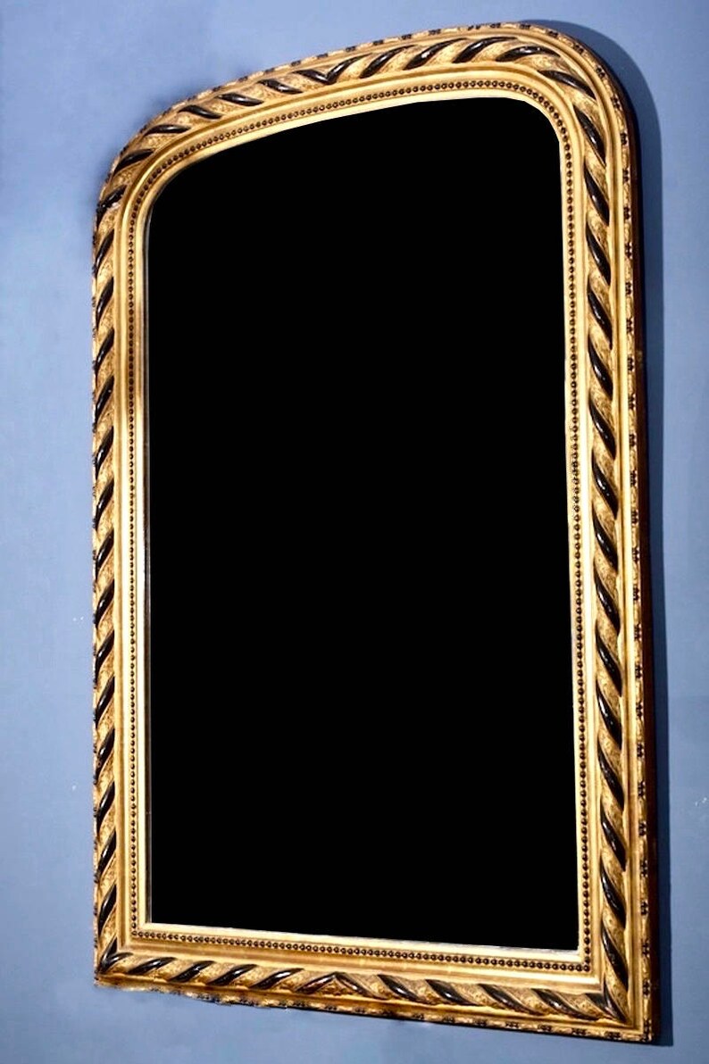 Large 19th Century Louis Philippe Gilt and Ebonized Wall Mirror 1694 image 3