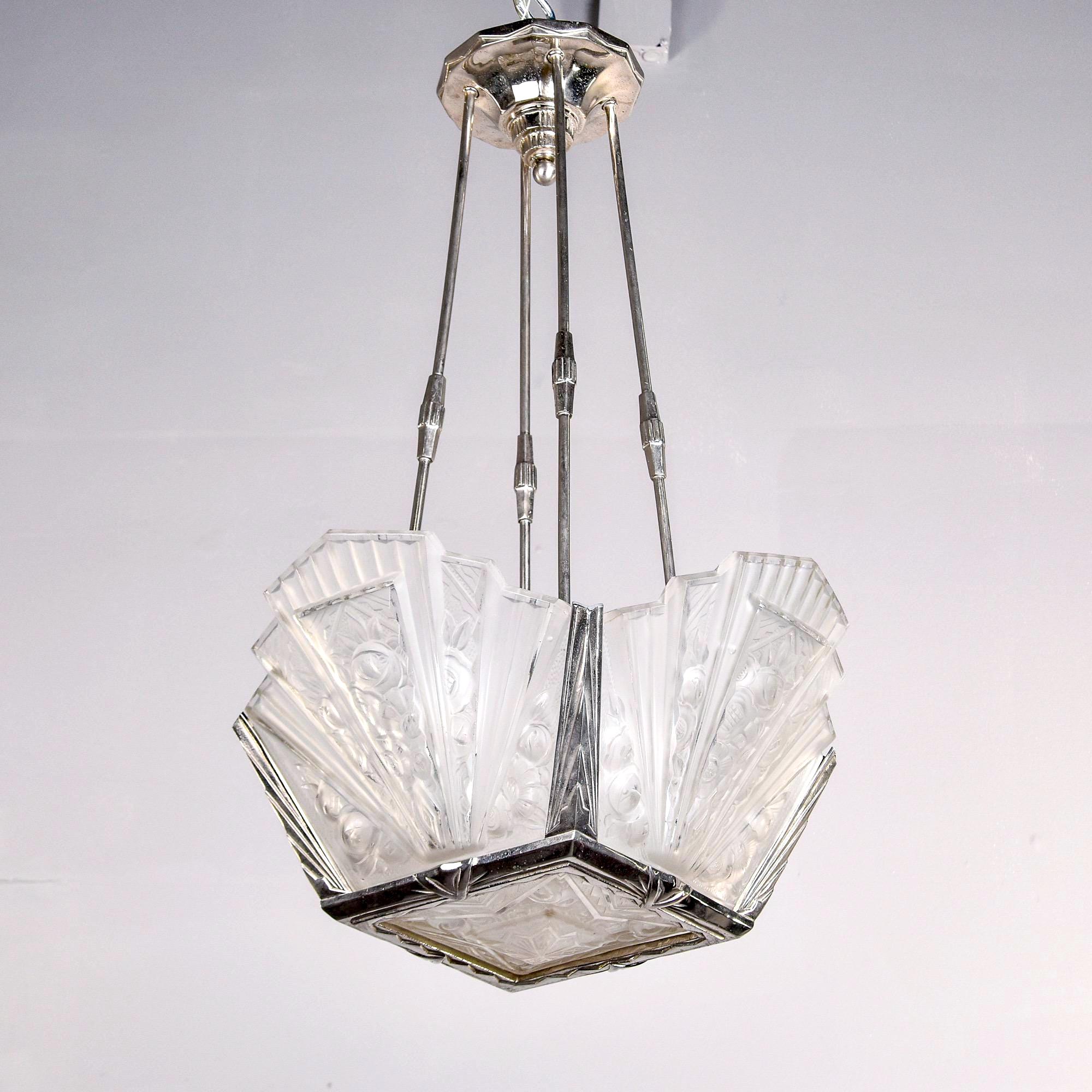 Pierre D’avesn French Art Deco Five Light Chandelier [11786]
