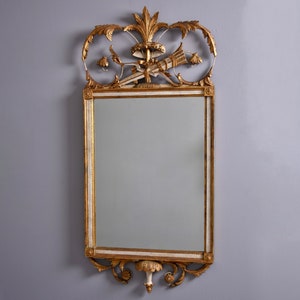 Vintage Gilt Wood Framed Mirror with Fancy Crest 11062 image 2