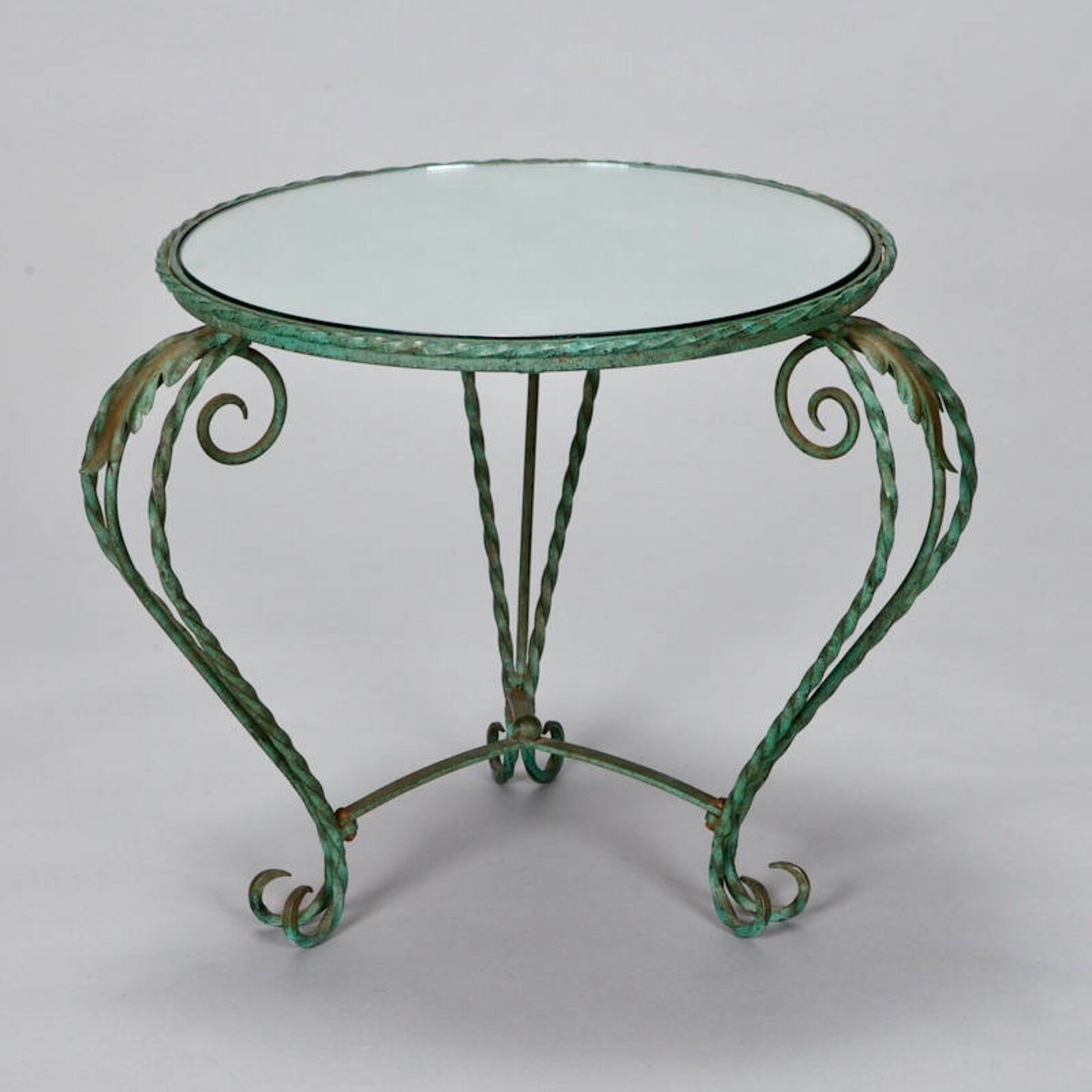 Italian Wrought Iron Accent Table With Mirror Top 2956 Etsy