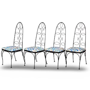 Mid Century Hochlehner Schmiedeeisen Terrassenstühle - 4er Set [11492]