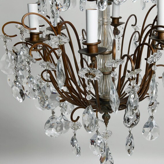 Italian Three tier Crystal Chandelier With Dark Metal Frame 7247