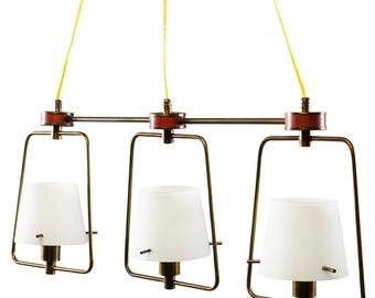 Italian Stilnovo 3 Light Pendant With Frosted Glass Shades [8773]