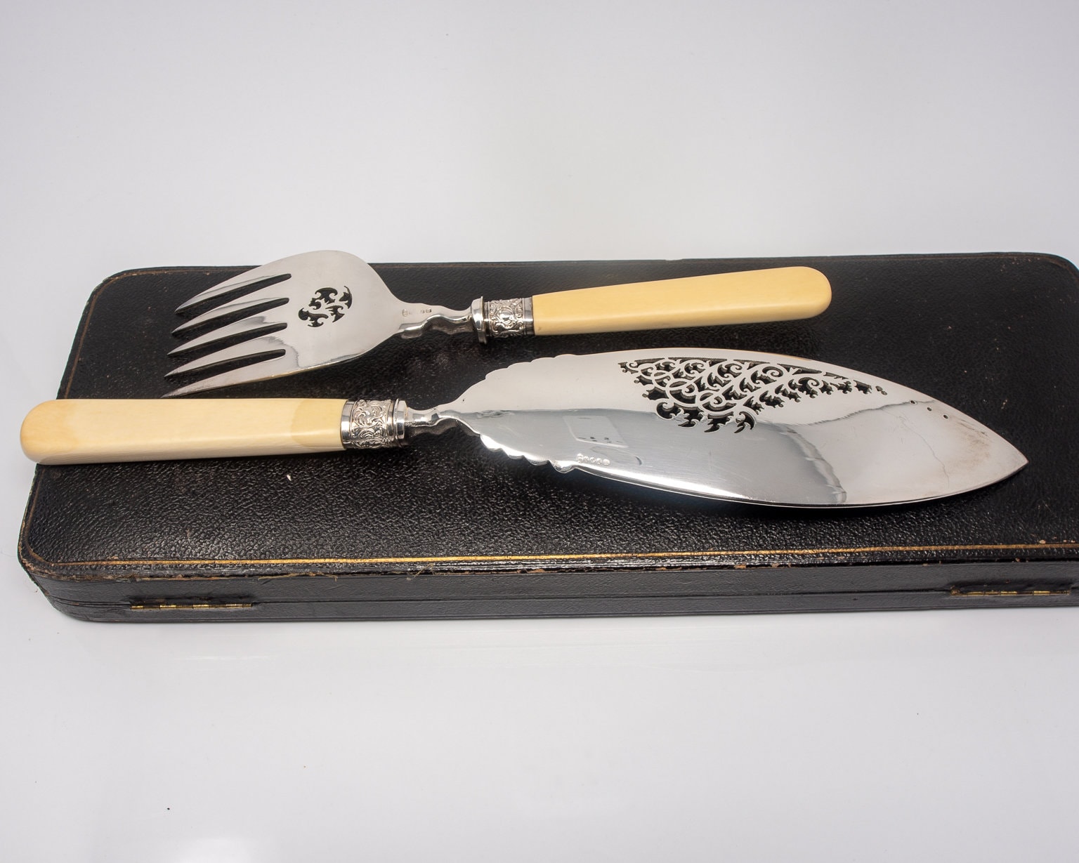 Antique silver plate fish server set with bone handles in etsy