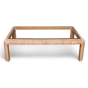 Mid Century Cerused Ash Coffee Table with Glass Top [10017]