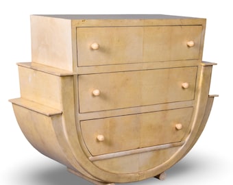 Italian Deco Parchment Fitted Chest of Drawers [11164]