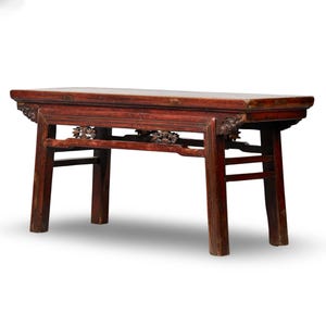 Early 20th C Chinese Don Yang Elmwood Bench [10719]