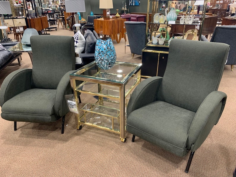 Mid Century Brass and Glass Trolley Table Gold Bar Cart Side Table 5595