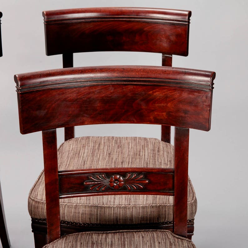 5438 Set of Six French First Empire Dining Chairs with New Upholstery