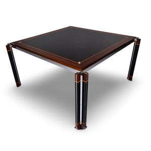 Italian Modernist Paolo Barracchia Square Dining Table with Steel Detailing [11087]