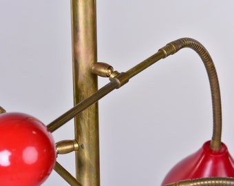 Lustre encastré Spoutnik sculptural en laiton et plastique blanc Stilnovo, 1950 En vente sur