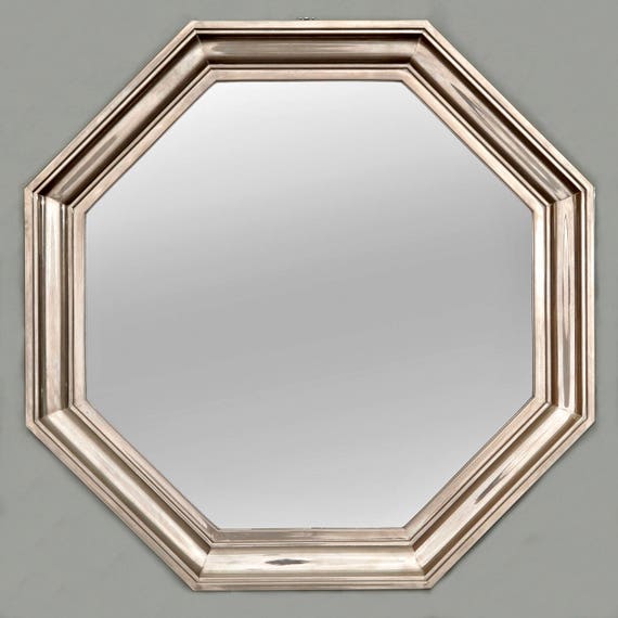 French Art Deco Metallic Octagonal Wall Mirror 5727
