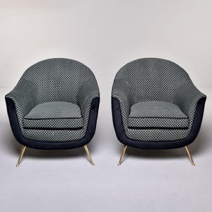 Mid Century Gio Ponti Italian Chairs with New Epingle Upholstery - Pair [11621]