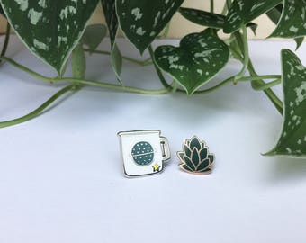 Enamel plant pin - plant pins - botanical pin collection - plant pin - lapel pin - pin flair - enamel pin - space pin - succulent pin