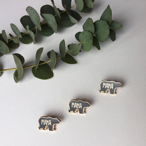 Mama Bear enamel pin - bear pin - pin flair -  enamel jewellery - gold enamel pin