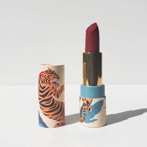 Retro Lipstick (red velvet) in paper tube, lip stain, lip balm, lip gloss, natural handmade lipstick