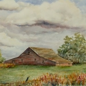 Old Abandoned Barn Art, 11"x15" Original Watercolor Painting