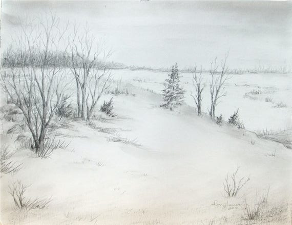 Winter Landscape 11x14 Medium Original Graphite Drawing Etsy Winter Landscape 11x14 Medium Original Graphite Drawing Etsy