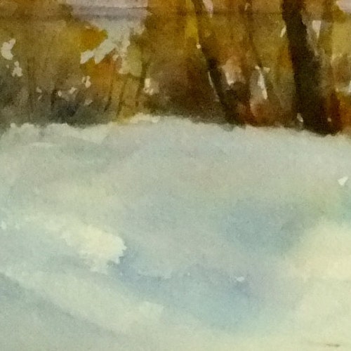 Winter Sunset With Sun Dogs, 11x15 ORIGINAL Watercolor main image 0