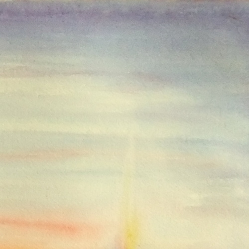 Winter Sunset With Sun Dogs, 11x15 ORIGINAL Watercolor main image 2