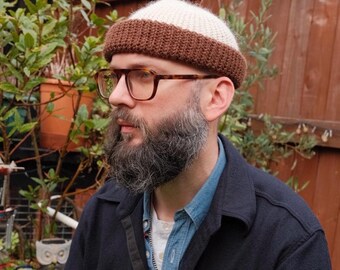 Gorro con pompón marrón 'Matrose' 100% alpaca