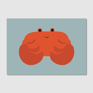 Cute Crab Wall Art Print, Apartment Art, Sea Animal Lover Print, Wall Crab Illustration Art