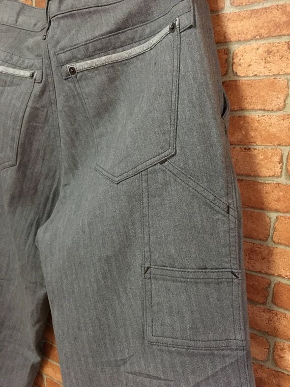 Vintage ropa de Joseph Abboud Hickory raya trabajo Carhartt Hickory Camisa de Mezclilla con Cremallera para