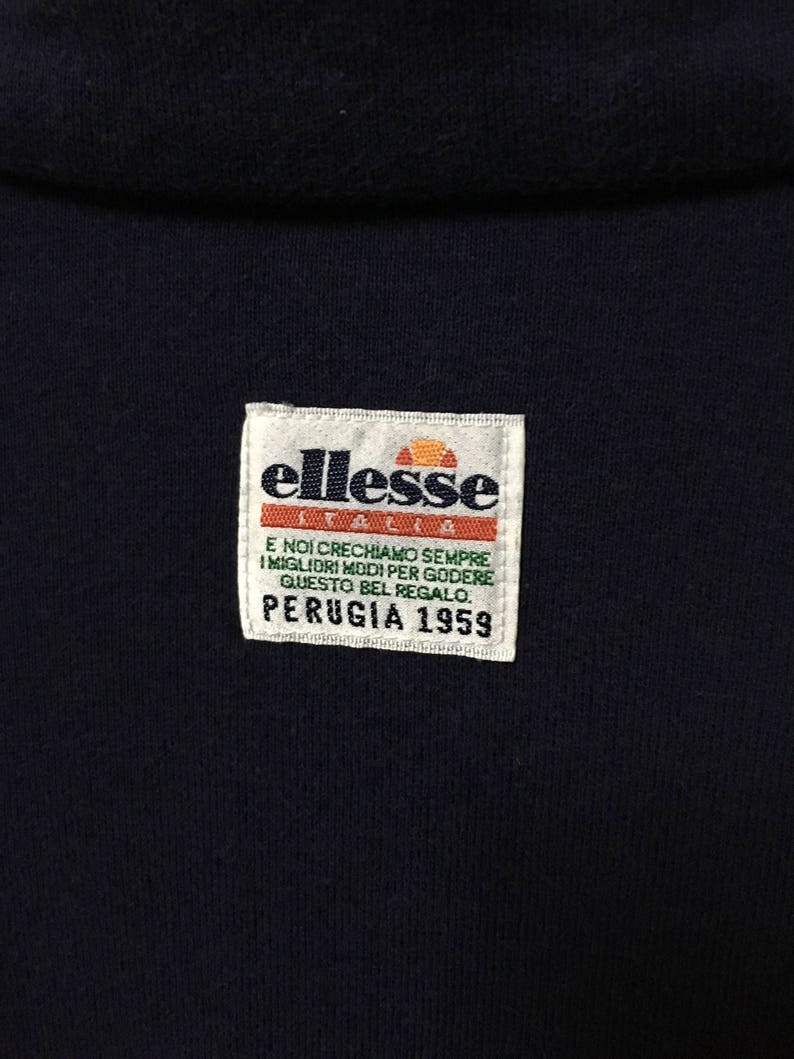 Vintage Ellesse Big Logo Embroidery Sweatshirt Pullover Jumper Blue L