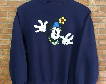 Vintage Mickey Mouse Big Logo Sweatshirt Pullover Jumper Blue M