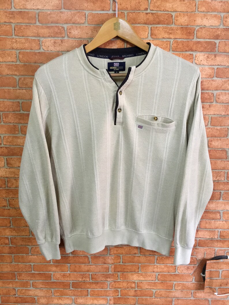 Vintage Michiko London Jeans Embroidery Sweatshirt Pullover Jumper Cream M