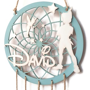 Atrapasueños personalizado nombre, regalo recién nacido, decoración habitación de bebe, regalo niño, niña, fantasía Peter Pan y Campanilla