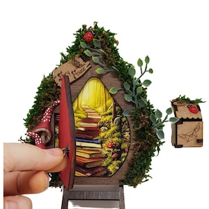 Fairy door, fantasy, tooth fairy door, tooth fairy, fantasy door, red mushrooms, opening door, wooden door, gnome, gnome