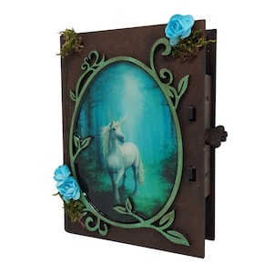 Scatola in legno per unicorno, scrigno fantasia fata, portagioie decorativo in legno, immagine unicorno, possibilità di personalizzazione, fantasia