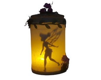 Farol decorativo , lámpara hada Campanilla, Hada capturada en tarro de luz, tarro de luz, luz ambiente, regalo original, fantasía