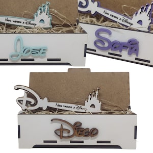 Llave Disney, Anuncia tu viaje a Disney con este detalle personalizado. Sorpresa, regalo, Viaje Soñado, Llave de madera en caja.