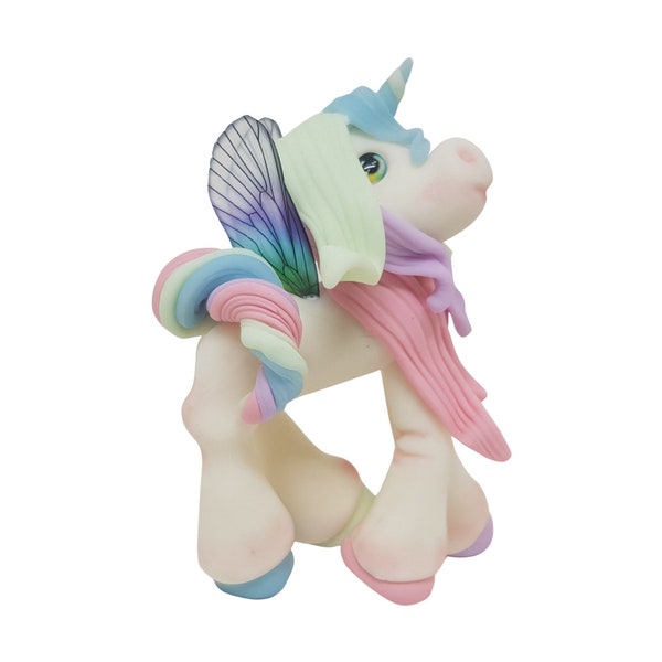 Licorne, figurine décorative Pégase, cake topper, poney arc-en-ciel, cheval en porcelaine froide, collection de petites figurines, fantaisie, magique,