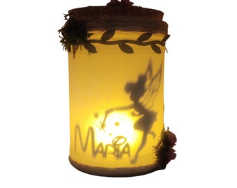 Fairy light, Tinkerbell fairy lamp, Fairy captured in jar of light, light jar, ambient light, candle holder, night light, fantasy