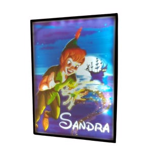 Personalized Peter Pan and Tinkerbell lamp, personalized lithophane. Newborn gift, lighting for children&#39;s room.
