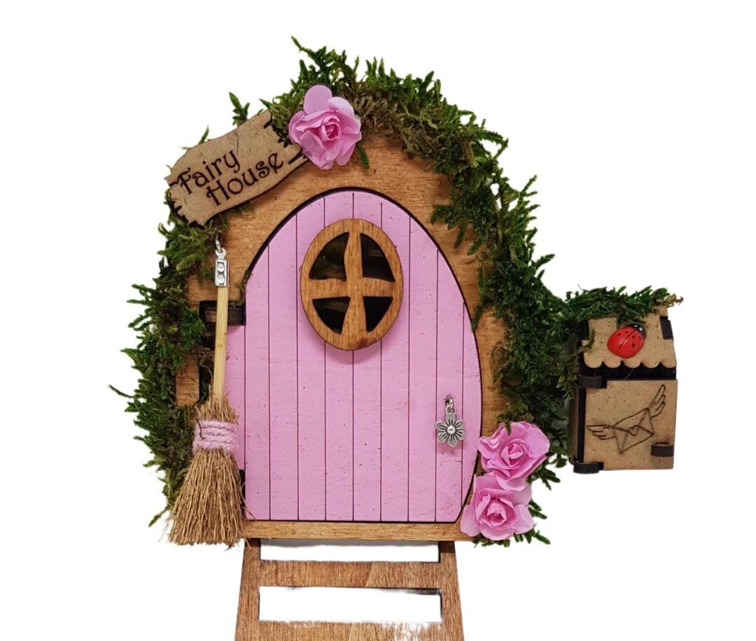 Fantasy Fairy Door, Tooth Fairy Door, Pink Wooden Opening Door With ...