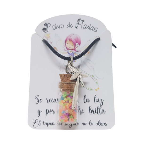 Polvo de hadas, colgante que BRILLA en la oscuridad, collar para niñas y niños