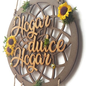 Atrapasueños personalizado para decorar tu casa, habitación, porche, Cartel hogar dulce hogar, plumas de madera, girasoles, abejas, regalo