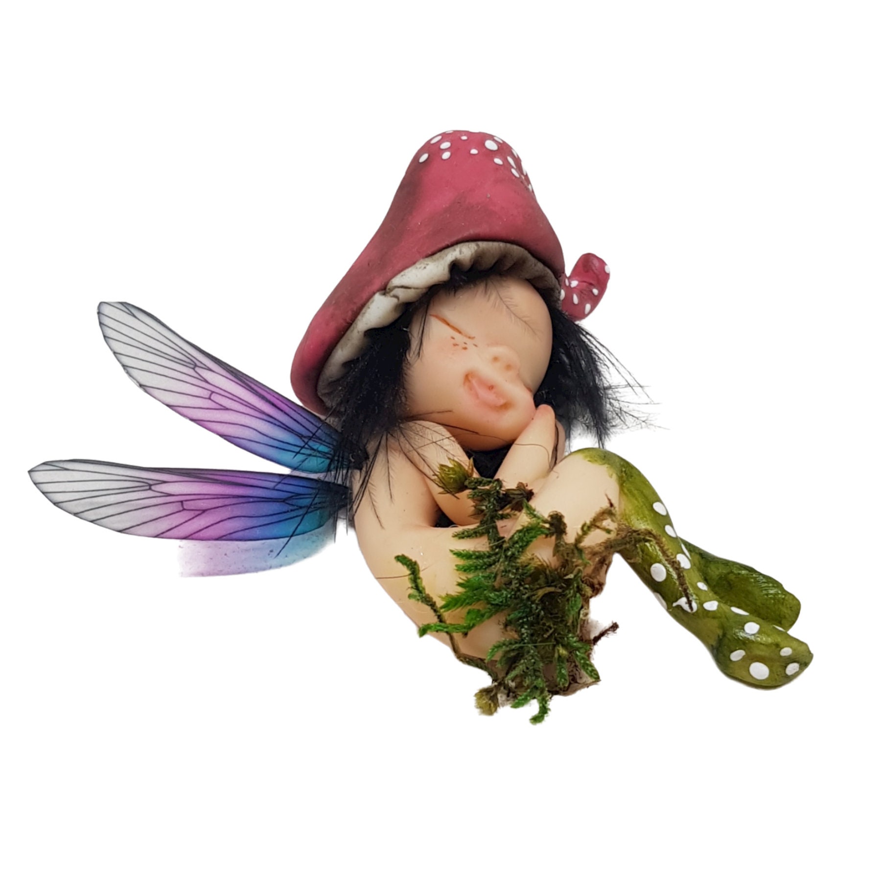 Sleeping Forest Fairy. Decorative Porcelain Cold Porcelain